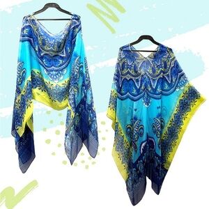 One size fits all chiffon poncho / Beach- Pool Cover-Up